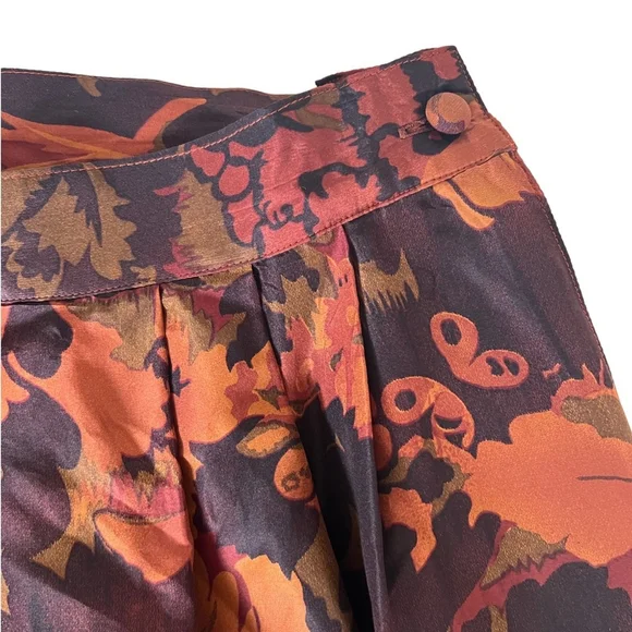 Vintage Silk A-Line Maxi Skirt Fall Flower Print Size L - Picture 8 of 8